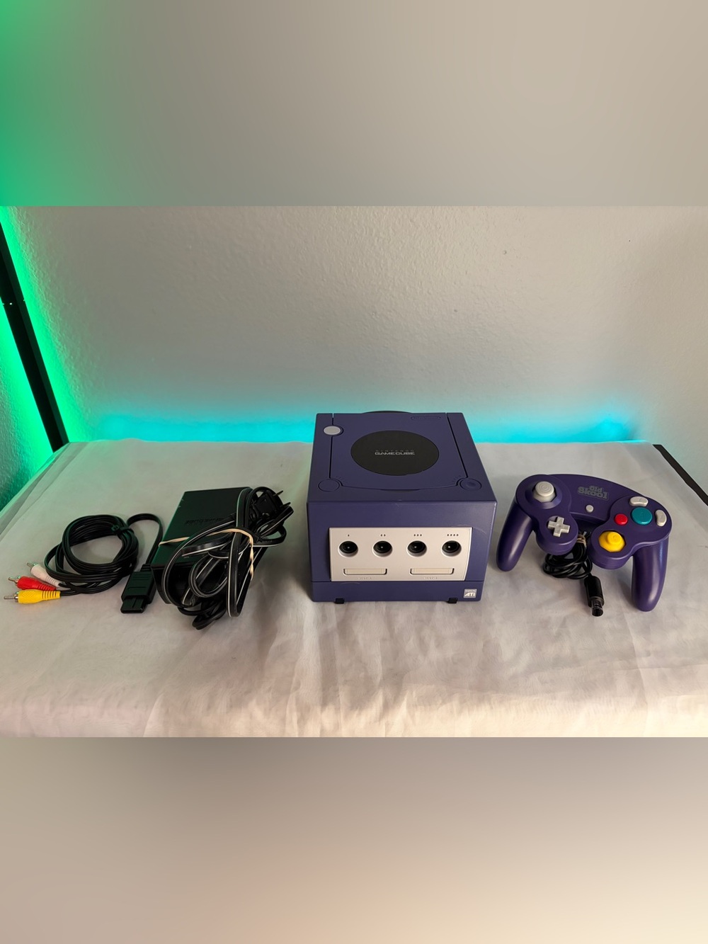Nintendo GameCube Purple Console Bundle Controllers Power/AV Cables Tested Works